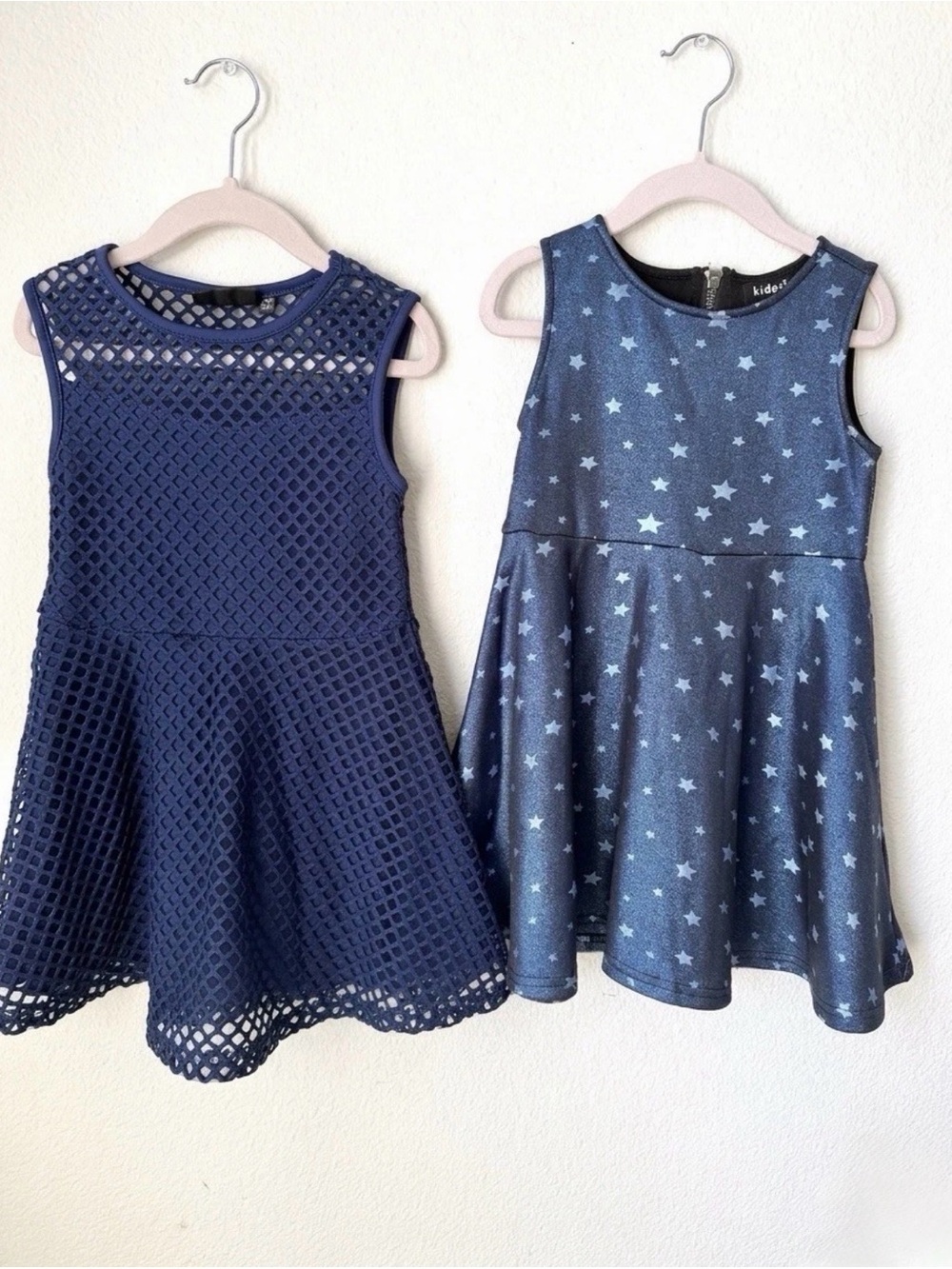 KIDPIK Girls Sleeveless Metallic Star Navy Mesh Galaxy Skater Dress Lot Blue 4 - Picture 3 of 9